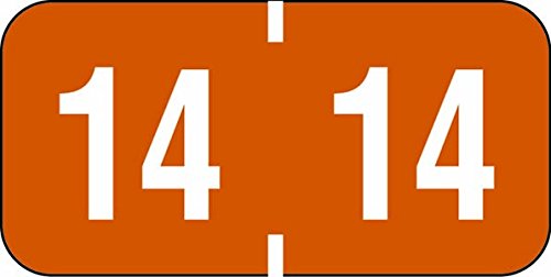 VR-14 8851 Color Code Label, Permanent, Year "14", 1 1/2" x 3/4", Dark Orange (Pack of 500)