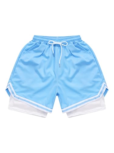Kids Boys 2 in 1 Athletic Shorts Kids Mesh Running Gym Shorts Workout Basketball Activewear3