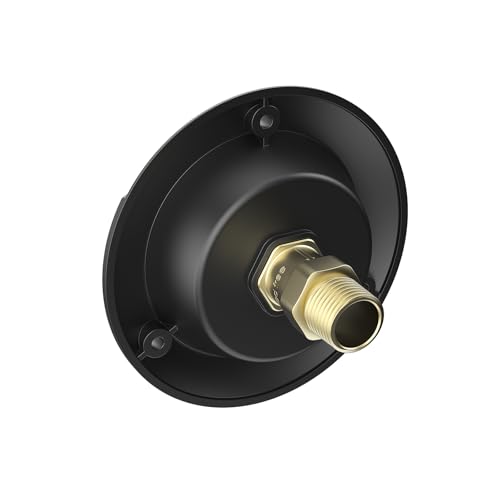 Image of Veepeak RV City Water Inlet with Check Valve, 3 /4'' NH to 1 /2'' NPT Male Thread Water Connection Fitting, Black 4-5 /8'' Flange with Dust Plug for Camper Motorhome Trailer Marine Freshwater Fill