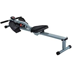 Maquinas De Ejercicio Baratas HOMCOM Máquina de Remo Plegable Resistencia Ajustable con Digital Monitor LCD para Fitness y Ejercicios de Musculación o Resistencia para Gimnasio Casa Carga 100KG 130x47,5x67 cm
