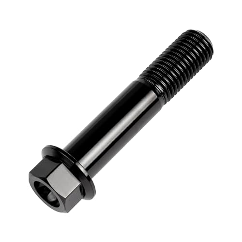 Image of Titanium Bolt M12 30 35 40 45 50 55 60 65 70 75 80 85 90mm Hex Small Flange Head for Motorcycle Car Modification Pack of 4 (M12x60mm Pitch 1.5, Black)