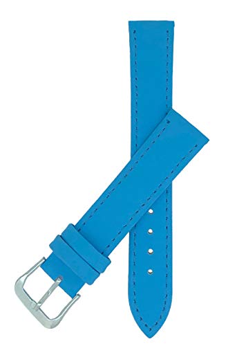 Sky Blue Calf Grain Leather Watch Strap 10mm to 24mm With FREE Fitting Pins (Gilt, 18mm)