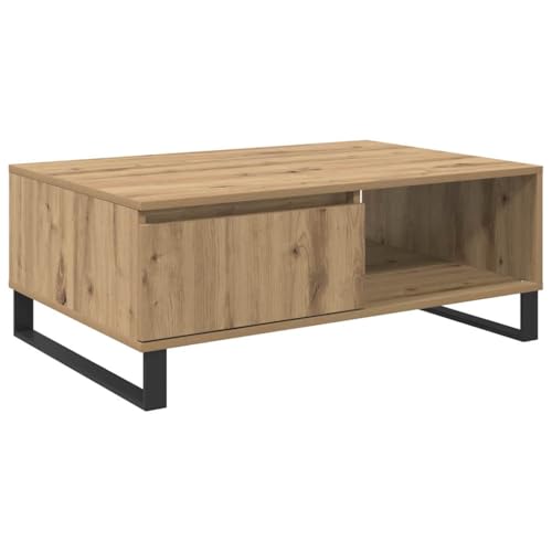 Table basse salon rectangulaire 90x60cm table de café bois et métal séjour - 2