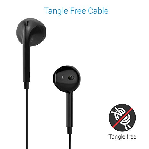 Portronics Conch Beta Wired in Ear Earphones with Mic, 1.2m Tangle Free Cable, in-Line Mic, Noise Isolation, 3.5mm Aux Port and High Bass, for All Android & iOS Devices(Black)