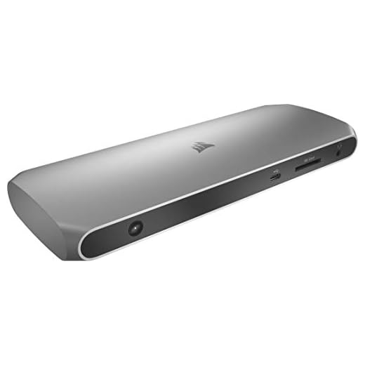 Corsair TBT100 Thunderbolt 3 Dock (Deux ports USB-C 3.1, 2x USB-A 3.1, Deux ports HDMI, Prise Audio Combinée 3,5 mm, Port Gigabit Ethernet, Lecteur de Carte SD, Compatible avec Mac et Windows)