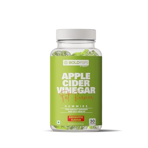 Image of Boldfit Boldpops Apple Cider Vinegar Gummies with Mother and Vitamin B12 for Digestion Immunity Energy Support Green Apple Flavour Gluten Free 30 Gummies