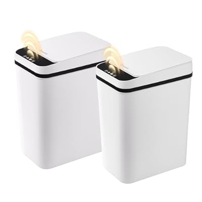 FRESHLIX 2 Pack Automatic Bathroom Trash Can 2.6 Gallon Smart Touchless Motion Sensor Trash Can with Lid Electric Waterproof Narrow Small Garbage Bin