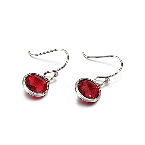 Boucles d'oreilles pendantes anti-allergie en acier inoxydable et zircone rond