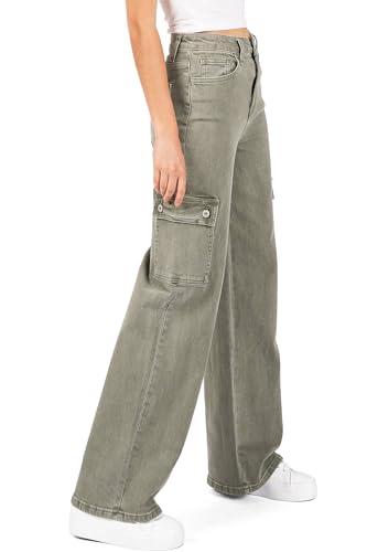 VERVET Womens Juniors Wide Leg Cargo Jeans, 252