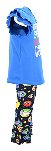 Image of Unique Baby 2 Piece Girls Double Ruffle Leggings Outfit with Short Sleeve Shirt Kid and Toddler Clothes Set