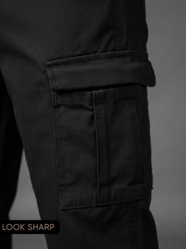 Image of GRECIILOOKS Men's Cargo Pants | 6 Pocket Cotton Cargo Joggers for Men | Loose Fit Stylish Pant with Pockets | Casual Baggy Trousers & Streetwear Lower