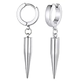 1 par de pendientes de aro de acero inoxidable para hombres y mujeres, punk dangle piercing pendientes, joyas útiles y de moda