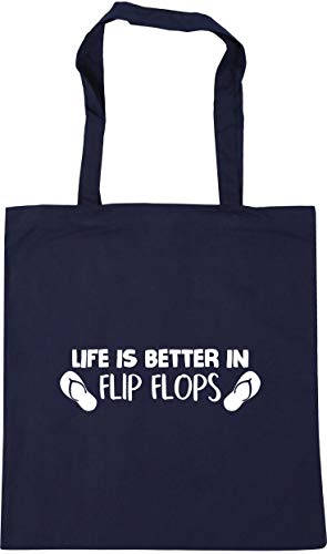 Hippowarehouse Life is better in flip flops Tote Shopping Gym Beach Bag 42cm x38cm, 10 litres