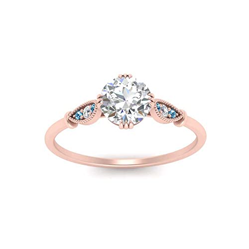 Image of Choose Your Gemstone Delicate Round Cathedral Engagement Ring Rose Gold Plated Round Shape Petite Engagement Rings Minimal Modern Design Birthday Gift Wedding Gift US Size 4 to 12