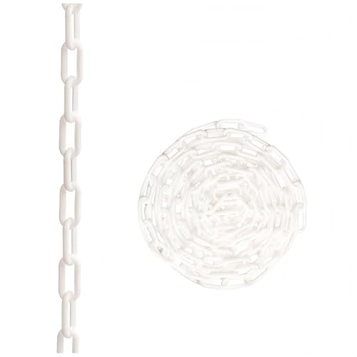 Naisfei Polyethylene Barrier Chain, White, 8 mm Diameter 2 M Length Polyethylene Chain Barrier, Safety Link Chain Stanchion for Crowd Control at Driveway Elevator Parking Lot.