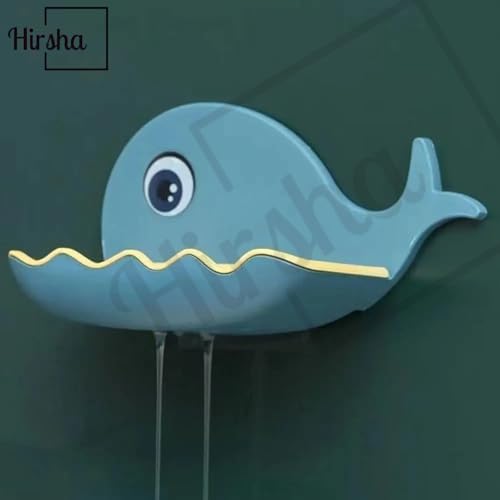 Image of Self Adhesive Soap Holder for Bathroom Wall | Plastic Soap Stand with Drain Tray | Wall Mounted Soap Dish | No Drilling Bathroom Soap Holder (02 Fish Soap Random Color)