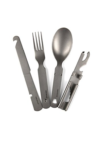 FREE SOLDIER Outdoor Multi-Function Flatware Set Titanium Spork 3 in 1 Tableware Camping Pocket Knife Fork Spoon Dinner Set