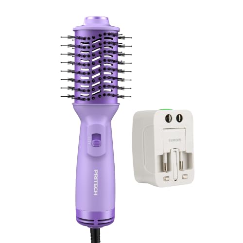 Image of PRITECH Hot Air Brush, 4-in-1 One Step Hair Dryer and Styler Volumizer, Dual Voltage 110V-220V, Oval Shape, Travel, Corded Electric