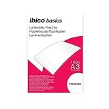 Incluye, 100 x Ibico Basics Láminas para Plastificar Tamaño A3 y Grosor Estándar , Dimensiones H x A x P, 303 x 426 x 2mm, Transparentes, 627313