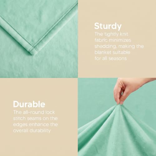 Image of Cotton Bolls Textiles Cozy Plush AC Blanket for Single Bed, Lightweight All Season Blanket, Ultra Soft Blanket for AC Room, Mild Winter, Can Be Used as Bedsheet in Winter, 90x90 Inches, Green
