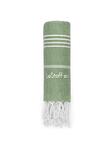 LeStoff Premium hamam-handduk XXL 200 x 200 cm – 100% ekologisk bomull, förtvättad, hållbar, absorberande och snabbtorkande, picknickfilt, filt för strand, bad, yoga, camping och resor (olivgrön)