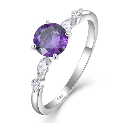 STARCHENIE Round Promise Rings for Her | 925 Sterling Silver Halo Ring | Engagement Wedding Band for Women