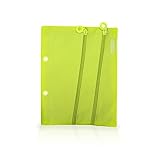 Office Box Estuche para llevar en tu carpeta de anillas - Gran capacidad con Cierres de Cremallera y tirador exclusivo. Lavable y de gran resistencia, Fabricado en Poliéster. (Amarillo Flúor)