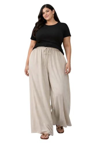 Image of KOTTY Women's Plus Size Wide Leg Pants with Elastic Waist Relaxed Fit Comfortable Casual Travel Wear Style