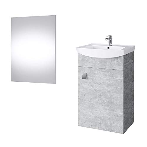 Set Mobili Bagno Planetmöbel - Mobiletto, Specchio Con LED E Armadietto, Nero Opaco, Con Presa Di Corrente - Foto 2