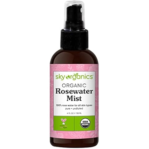 Organic Rosewater Facial Mist by Sky Organics (120 ml) Soothing Rose Water Spray 100% Pure USDA Organic Rosewater Toner Makeup Setting Spray Alcohol-Free Rosewater Mist For All Skin Types Cover