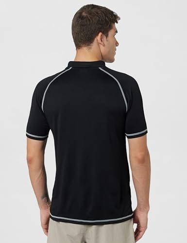 Image of CAHOOT Men's Black Ombre Polo Neck Short Sleeve Regular Fit T Shirt for Active Wear