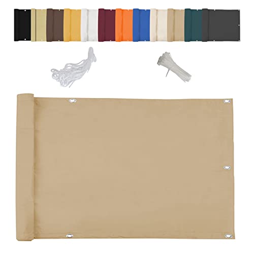 Clôture opaque personnalisable pour balcon, jardin, extérieur, 60 x 400 cm, couleur sable, idéale pour la protection et la décoration de votre jardin