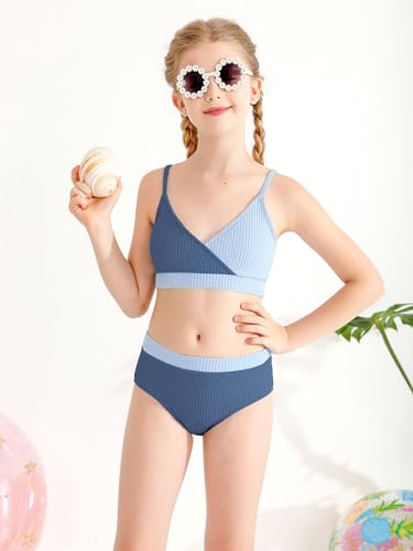 Girl's 2 Piece Swimsuit Solid Spaghetti Strap Bikini Sets Beach Bathing Suit Swimwear for Teen Girls3