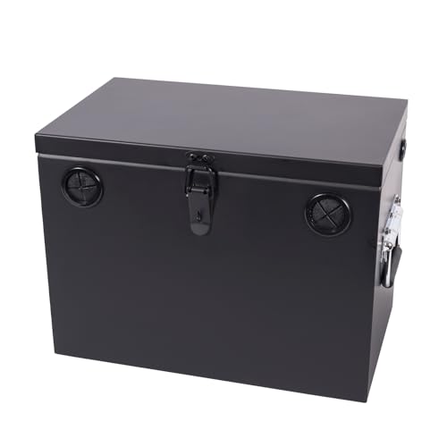 Peastorm Lockable Car/RV/Marine Battery Box Adjustable Steel Battery Relocation Kit for Trailer Boat Trolling Motor Kayak (Group 24-31 Black)