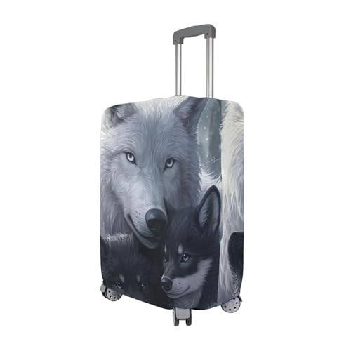 Joisal Suitcase Covers Luggage Protector Cute Protection Special Travel Essentials for Women Wolf Mom, M, Fits 22-24 Inch Case3