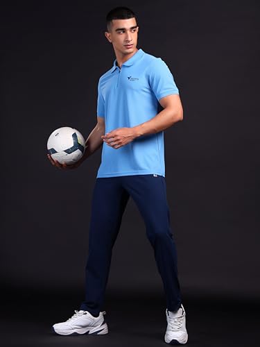 Image of TECHNOSPORT Men's Solid Polo T-Shirt MATPIQ Quick Dry Slim Fit Sports Tee for Gym Casual Smart Wear UPF50+ Anti Odour