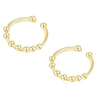 YOGAZEN 2 Stück Anxiety Ring Gold, Anti Stress, Shade Anxiety Ring, Edelstahl Angst, Stressring Ringe, für Panikattacken Daumenring,Finger Stimmungsring, Frauen (Gold)