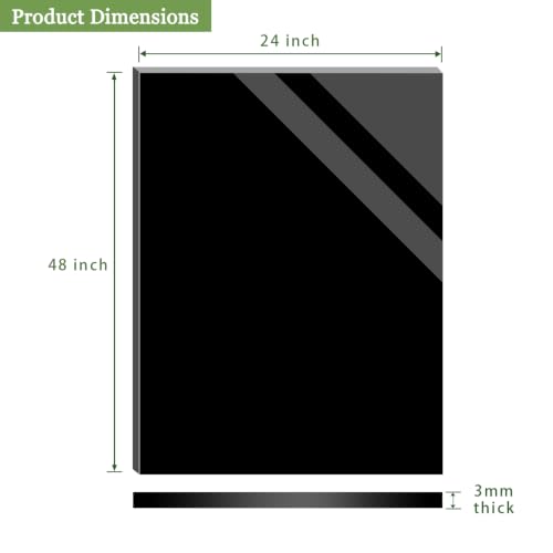 Image of Lesnlok Black Transparent Acrylic Sheet 24 x 48 x 1 /8 inch Thick 3mm Cast Plexiglass Sheet for Sign, Craft,Painting,Laser Cutting (2, 24 x 48 x 1 /8)