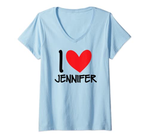 Mujer I Love Jennifer Nombre personalizado niña mujer mejor amiga corazón Jen Camiseta Cuello V