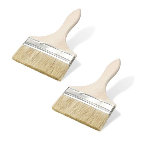 BCZR 2 Piezas Brochas Pintura, Brochas Pintura Pared,100Mm X 30Mm, Brochas para Pintar, Brocha Pintura, Brocha Madera, Pintura Pared Brocha para Empapelado Pintura Y Vallas Depilación A La Cera