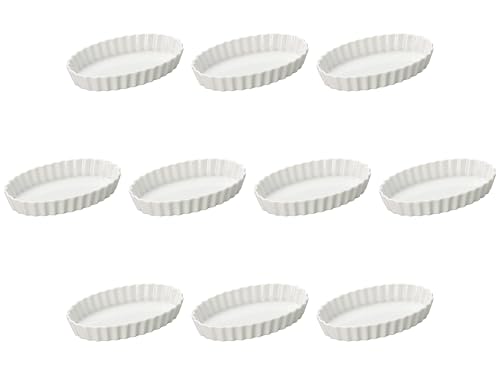 Set of 10 White Oval Oval 10 Pie Plates, 10.2 x 6.5 x 1.3 inches (26 x 16.5 x 3.2 cm) | Pie Plate, Ceramic, Setomonohonpo