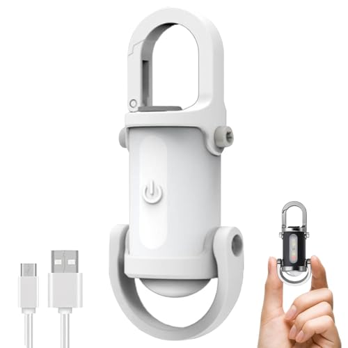 1200LM Superhelle Mini-Schlüsselanhänger-Taschenlampe Wasserdicht, Mini LED Taschenlampe Schlüsselanhänger, Taschenlampe LED Aufladbar mit Power Bank für Outdoor, Camping (Weiß)