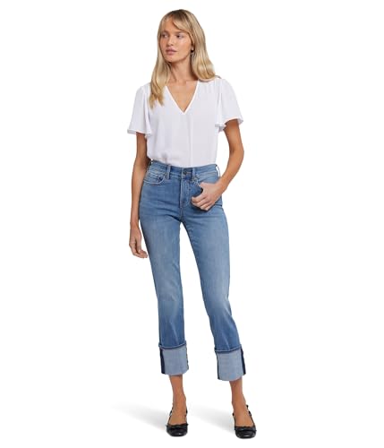 NYDJ Women's Petite Marilyn Straight with Cuff in Barcelona Breeze