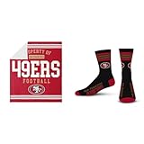 FOCO San Francisco 49ers NFL Team Property of Sherpa Fleece Blanket & for Bare Feet NFL 4 Stripe Deuce Crew Sock, San Francisco 49ers, Medium