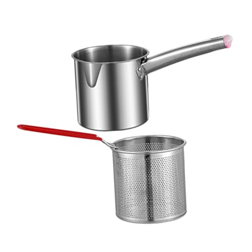 ifundom 1Set Stainless Steel Fryer Kit Deep Frying Pot with Ergonomic Handle Fry Basket Versatile Kitchen Tool for Delicious Fried Foods Commercial Use