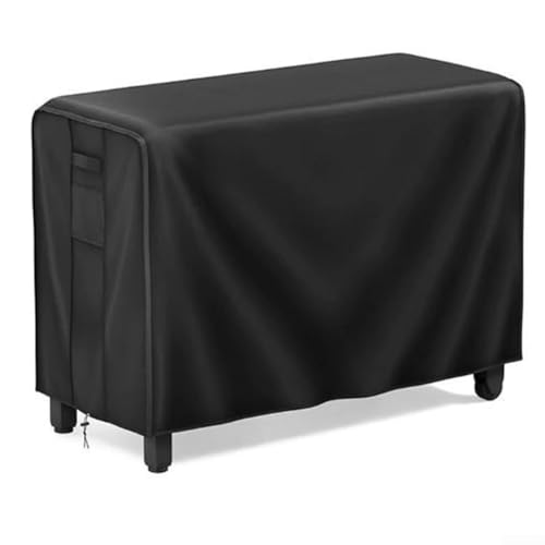 Vilgftyiet Outdoor Pizza Oven Table Cover BBQ Utility Cart Protective Cover Waterproof Dustproof Weather Resistant Dining Table Cover with Handles Air Vents Polyester 52x52x22 Inches Black