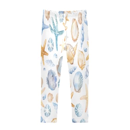 Bolaz Toddler Girls Leggings Printed Yoga Pants Leggings Cute Seashells and Starfish for Kids