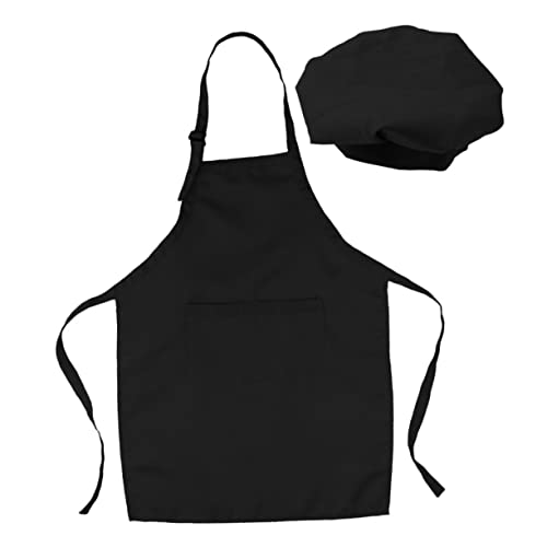 Garneck Child Chef Apron Hat Kit Baking Cooking Aprons Art Adjustable Neck Waist Tie Ideal for Party Decorations