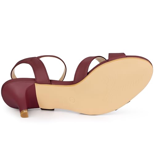 Allegra K Allegra K Women's Cross Straps Kitten Heel Burgundy Sandals 8.5 M US