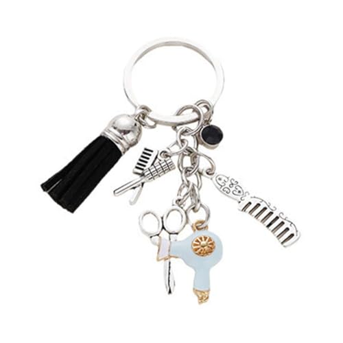 Llavero con dije de tijeras de peine, regalo de peluquería, peine de peluquería, tijeras de cosm, regalo de peluquería, colgante de pelo, secador de pelo